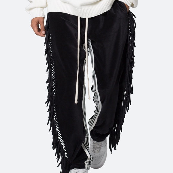 mnml Fringe Velour Sweatpants - Black Size MBlack / M - Picture 2 of 3